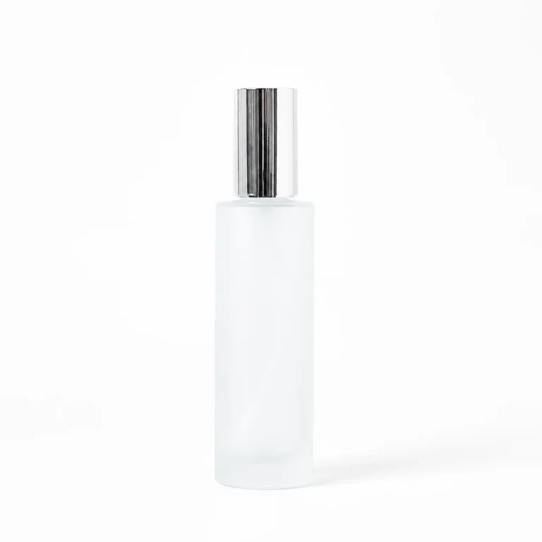 100ml Frosted Glass Bottle with Silver Pump & Lid