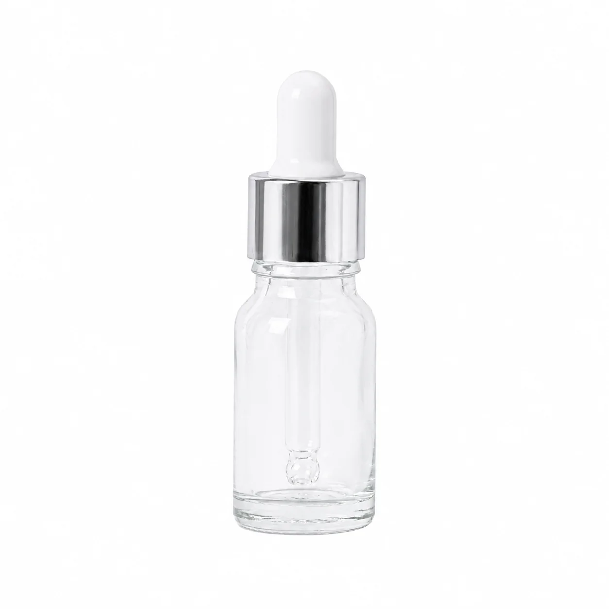 10ml Clear Glass Dropper Bottle with Silver Pipette