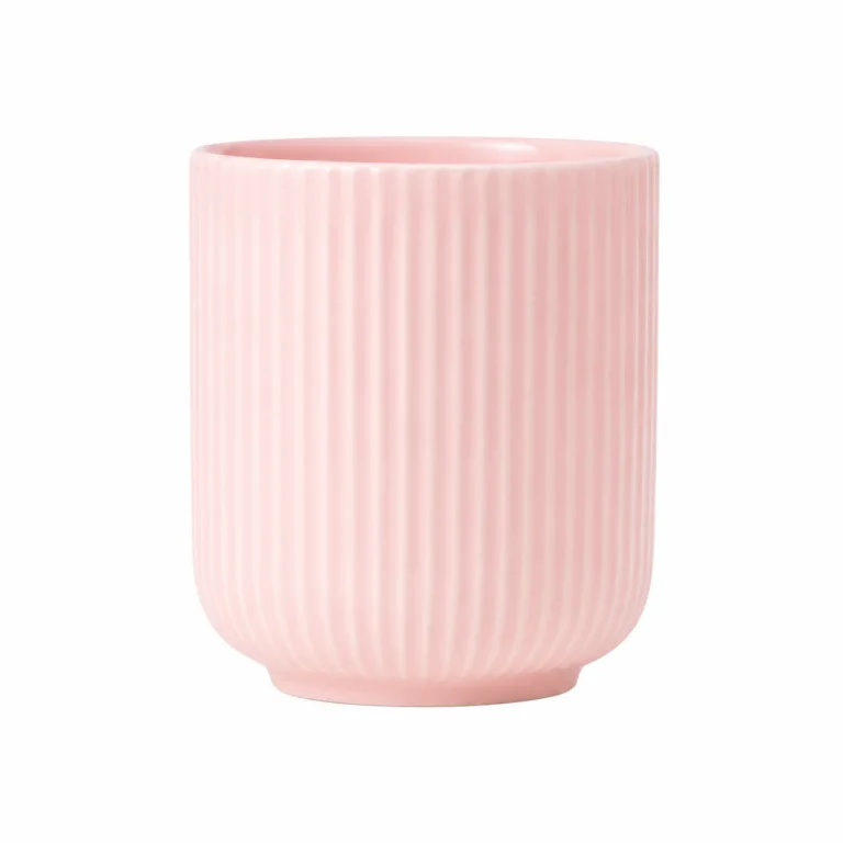 200ml Pink Ceramic Jar with Vertical Rib