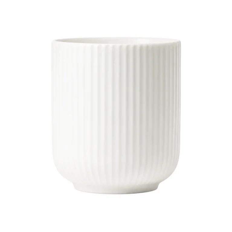 200ml White Ceramic Jar with Vertical Rib