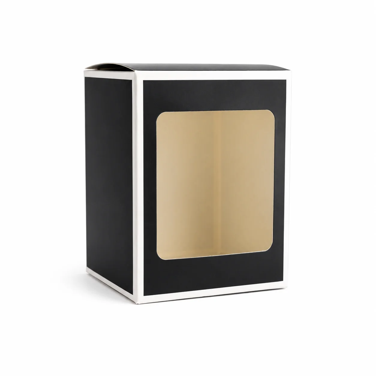 20cl Black Candle Box With White Rim & Window