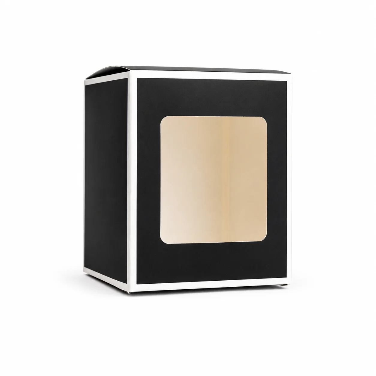 30cl Black Candle Box With White Rim & Window