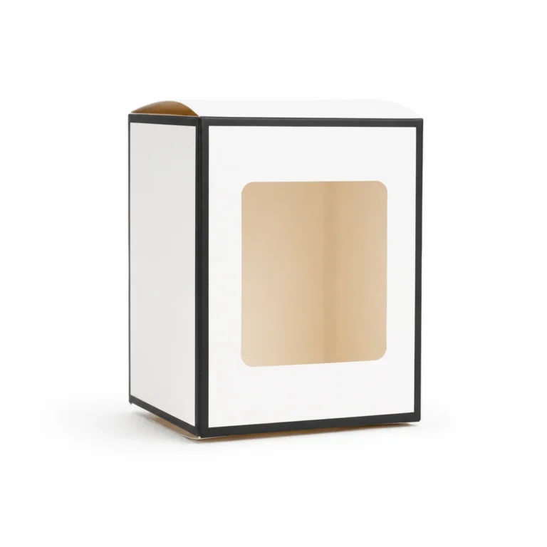 30cl White Candle Box With Black Rim & Window