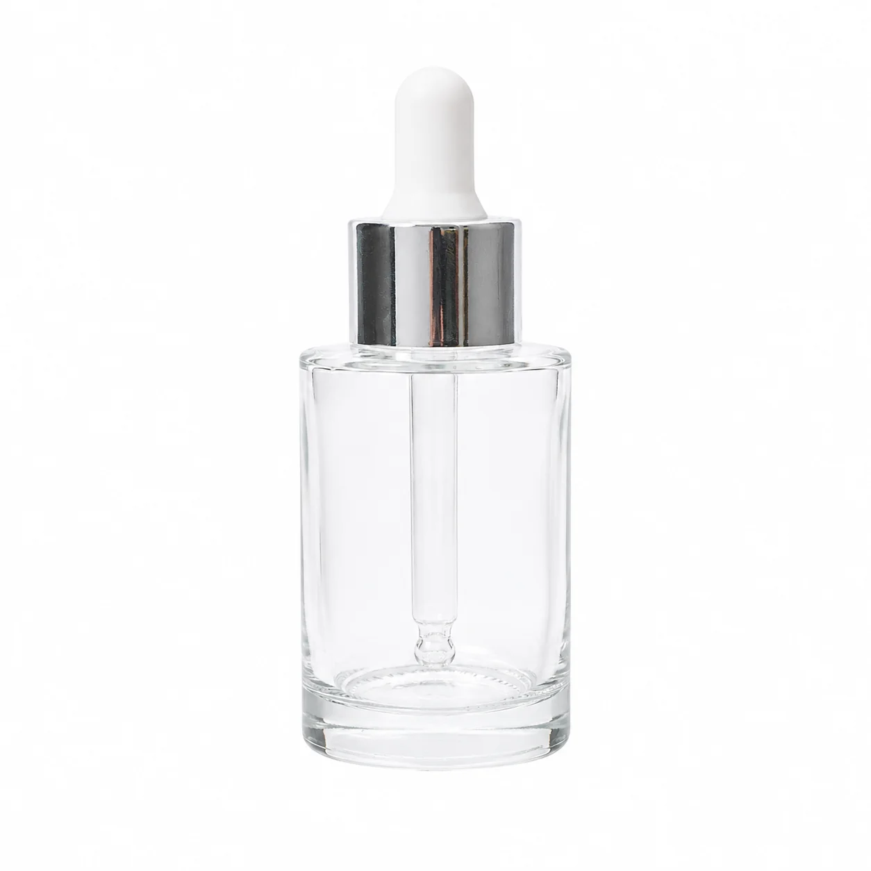 30ml Clear Glass Dropper Bottle with Silver Pipette