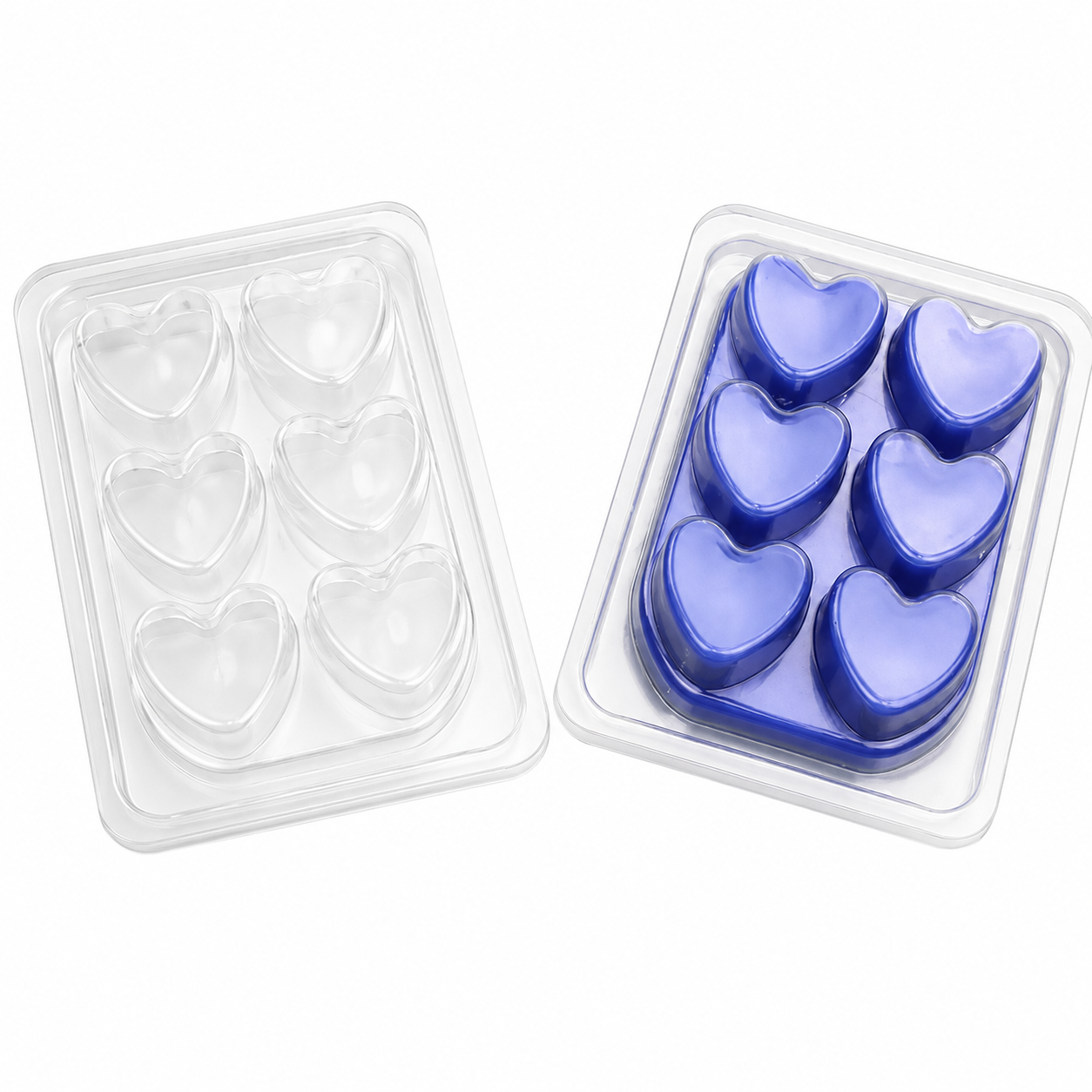 6 Segment Love Heart Wax Melt Clamshell