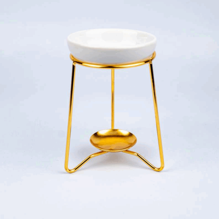 Wax Melt Burner on Gold Stand