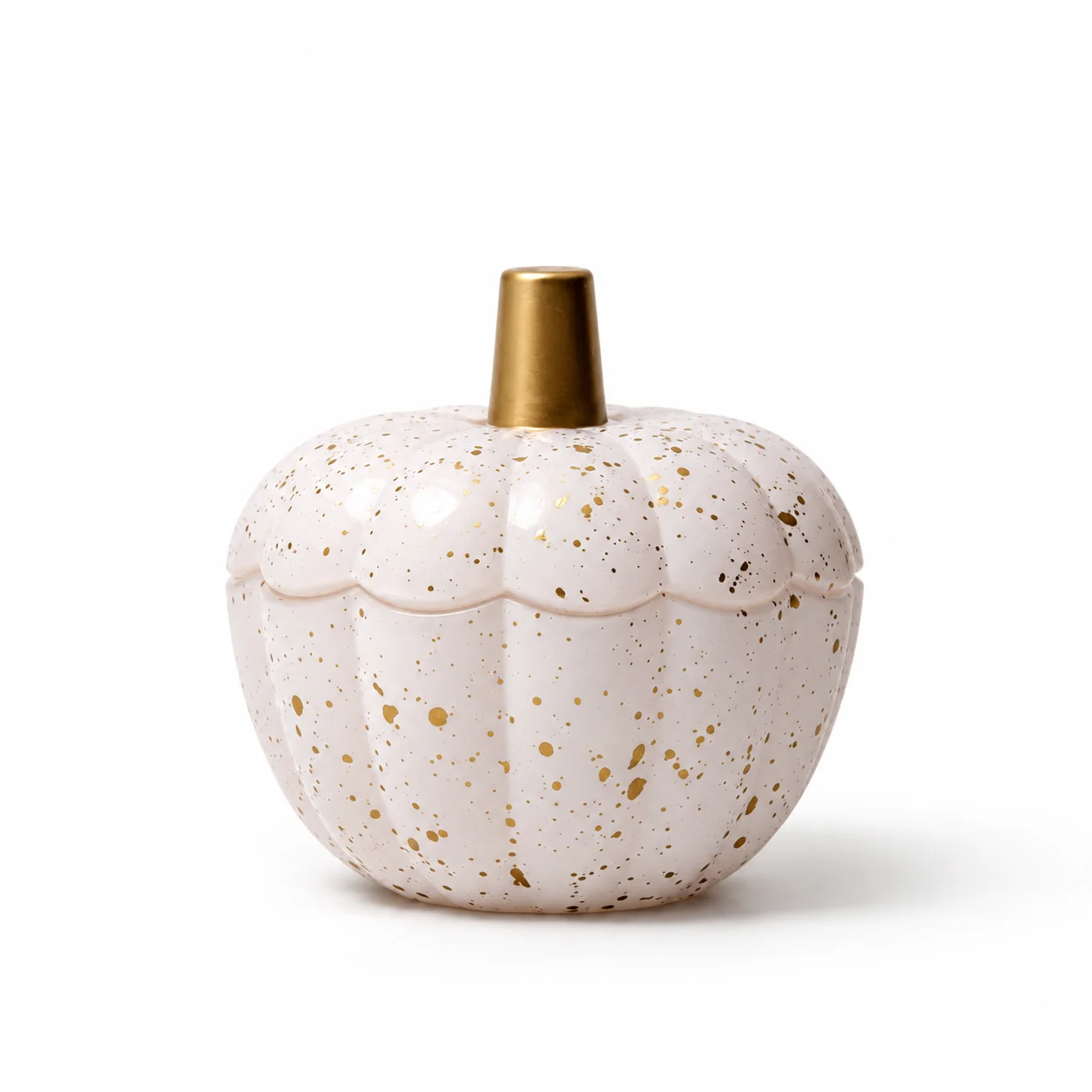 Small White & Gold Pumpkin Glass