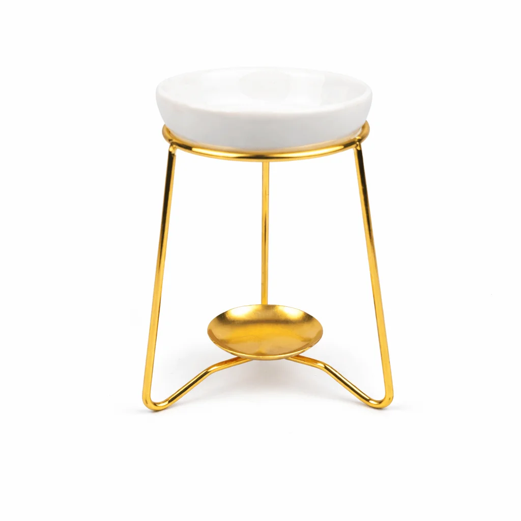 Wax Melt Burner on Gold Stand
