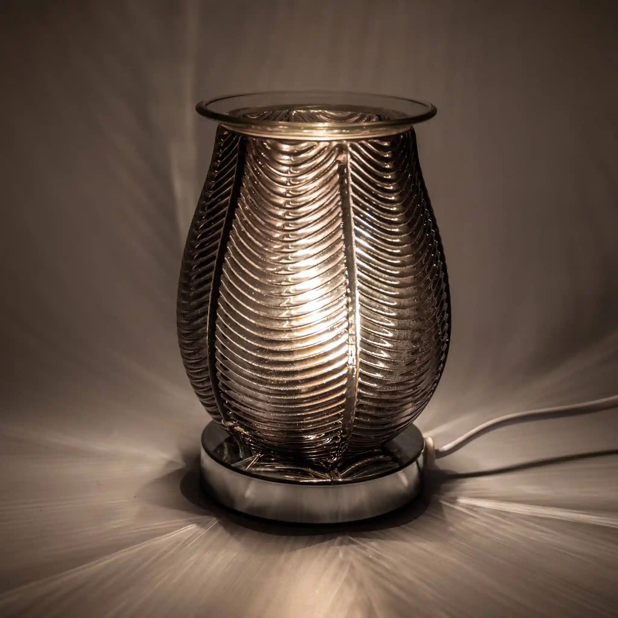Wax Warmer Ribbed Glass - Smoke Black Wax Warmer Ribbed Glass - Smoke Black