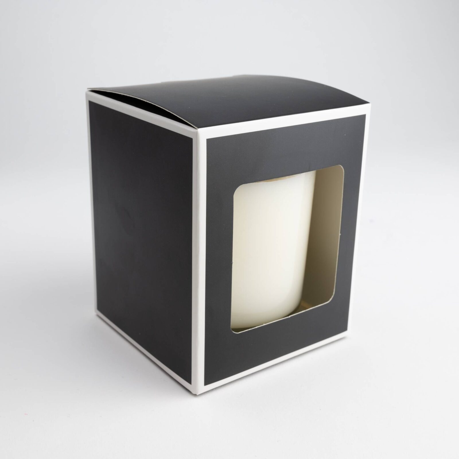 30cl Black Candle Box With White Rim & Window - Bag of 6