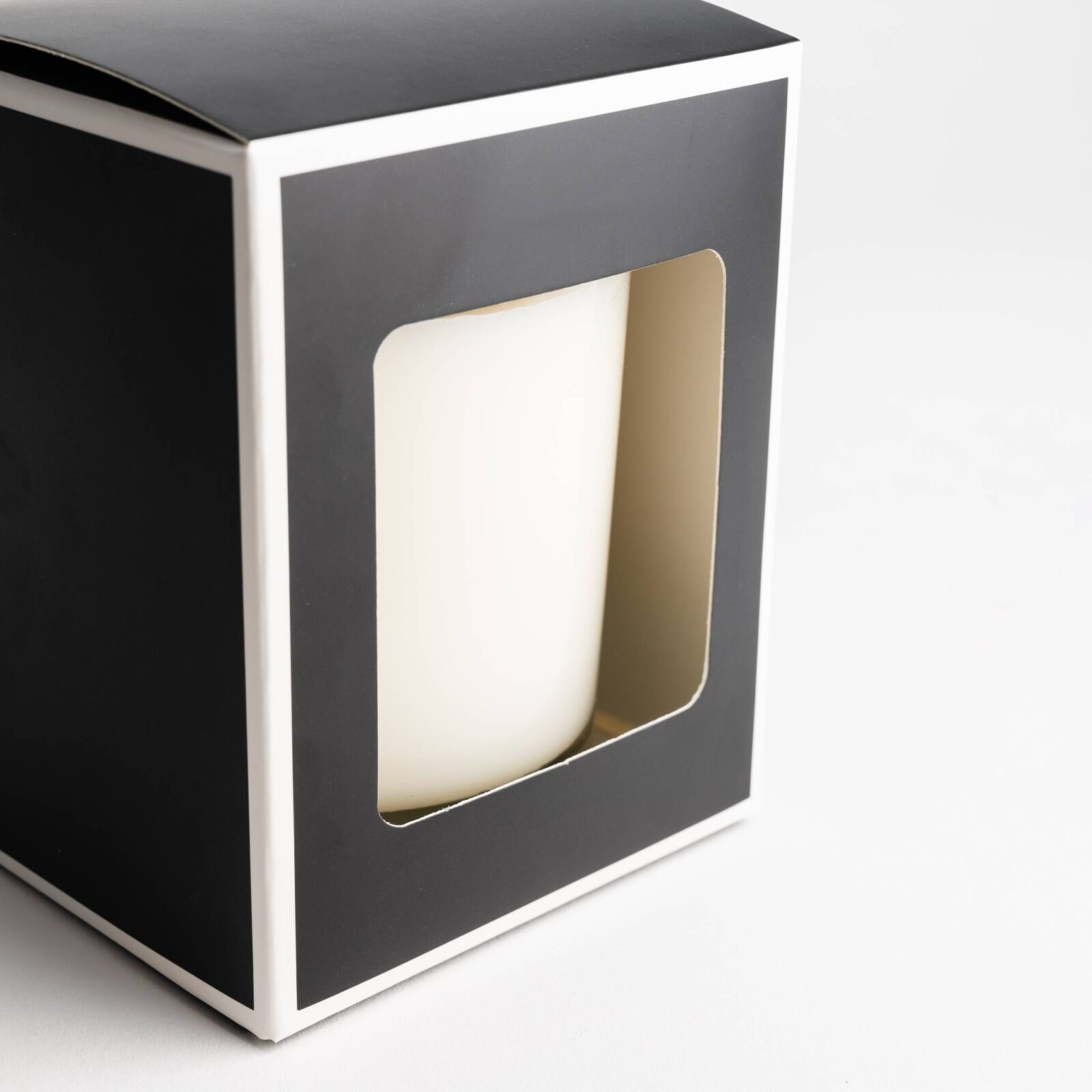 30cl Black Candle Box With White Rim & Window - Bag of 6