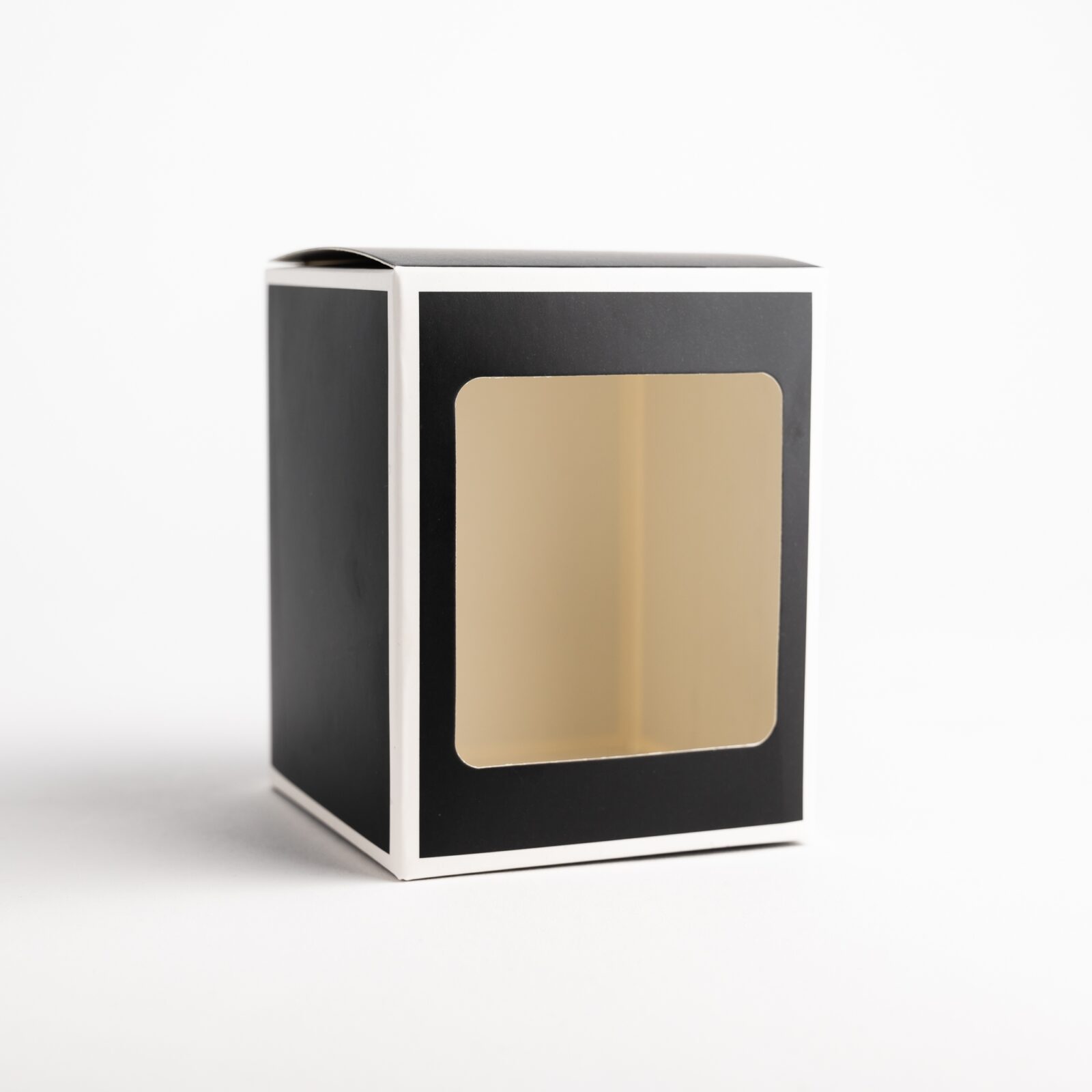 20cl Black Candle Box With White Rim & Window