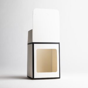 20cl White Candle Box With Black Rim With Window