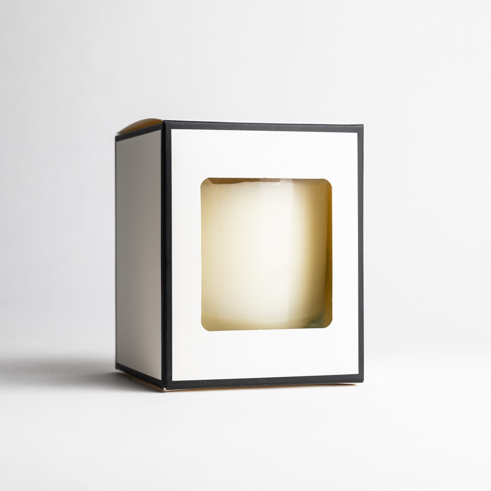 30cl White Candle Box With Black Rim & Window