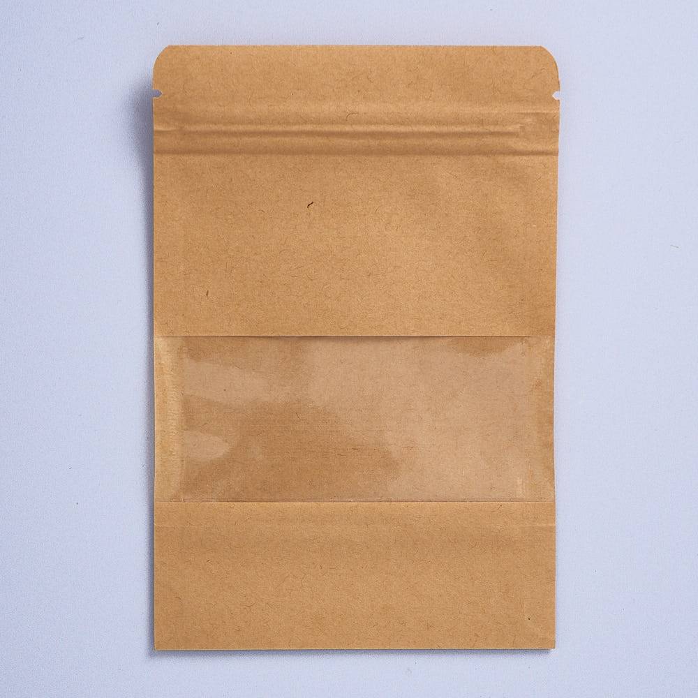 Resealable Kraft Bag with Window, Small (Brown) - Bag of 10