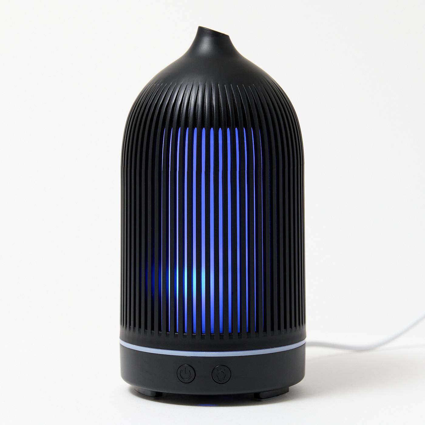 12548 Electric Plastic Black Ribbed Aroma Diffuser