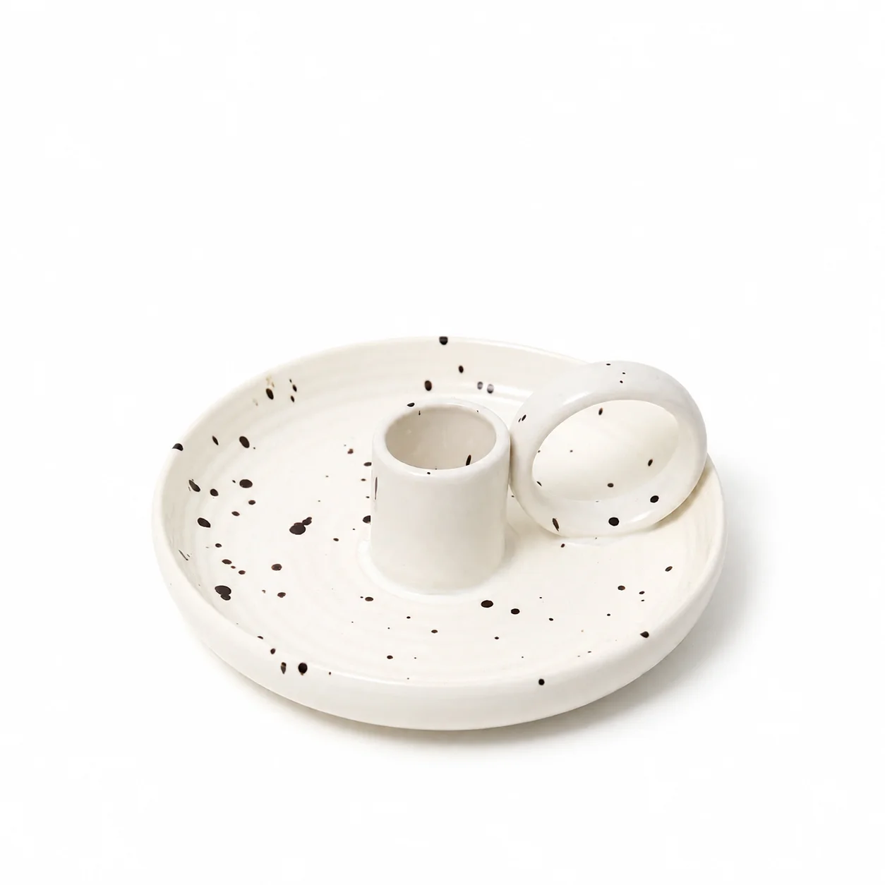 Ceramic Single Candle Holder - Speckled