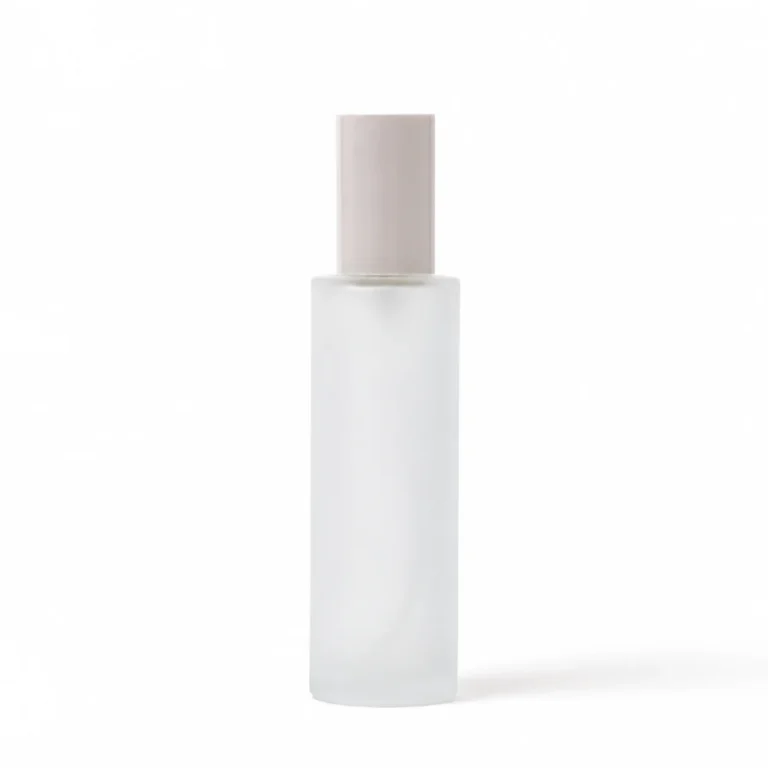 100ml Frosted Glass Bottle with White Pump & Lid