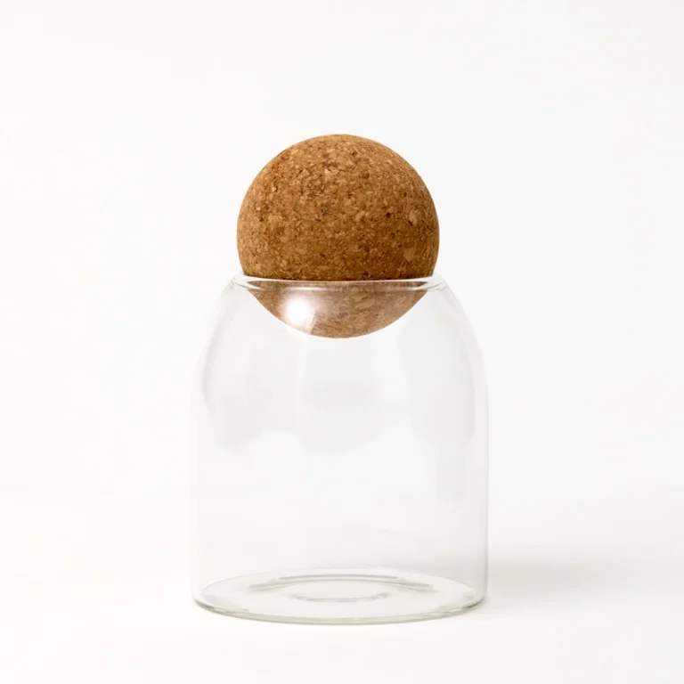 Round cork glass jar
