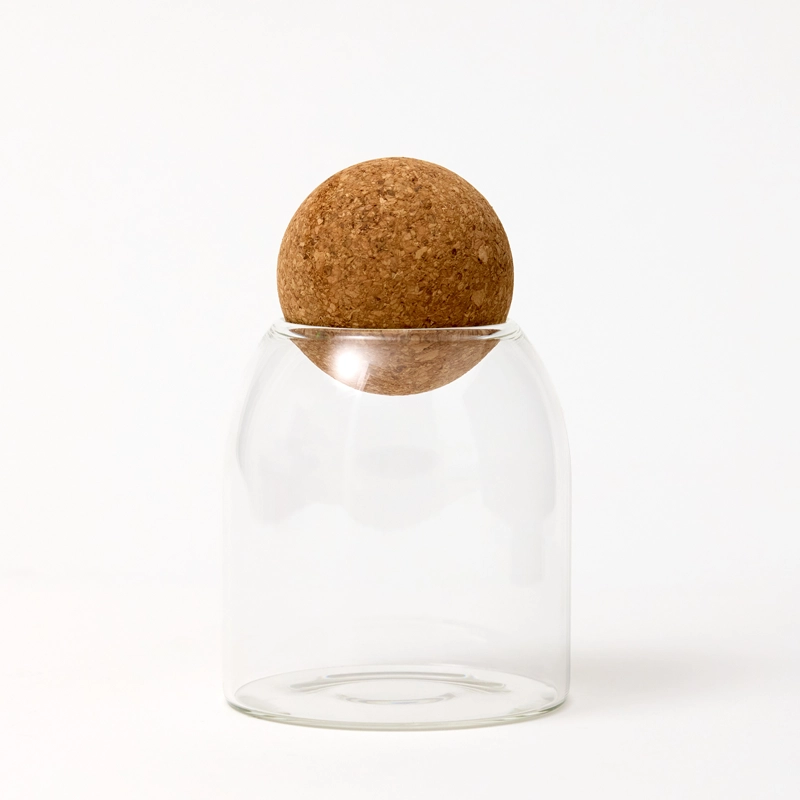Round cork glass jar