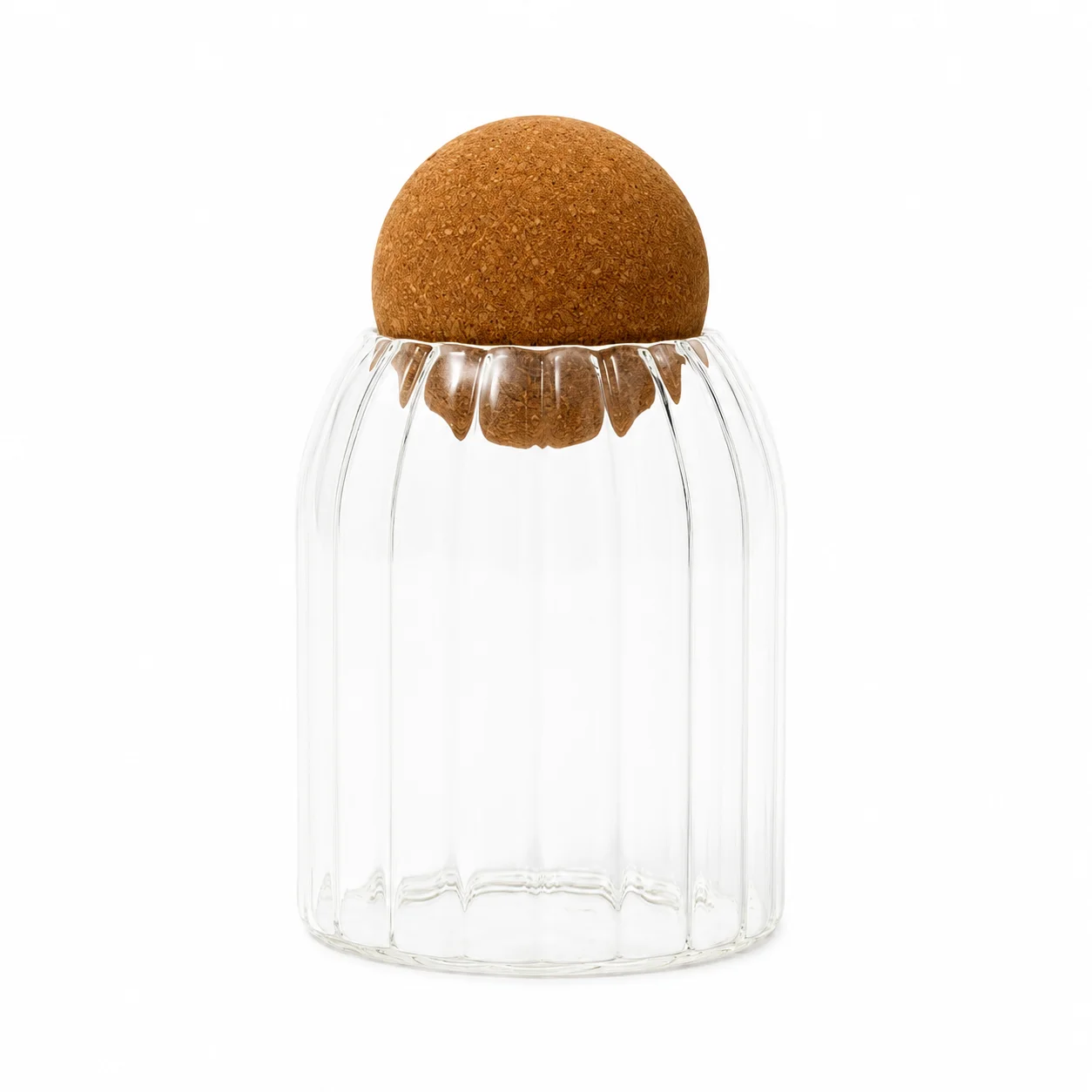 40cl Round, Ribbed Cork Glass Jar