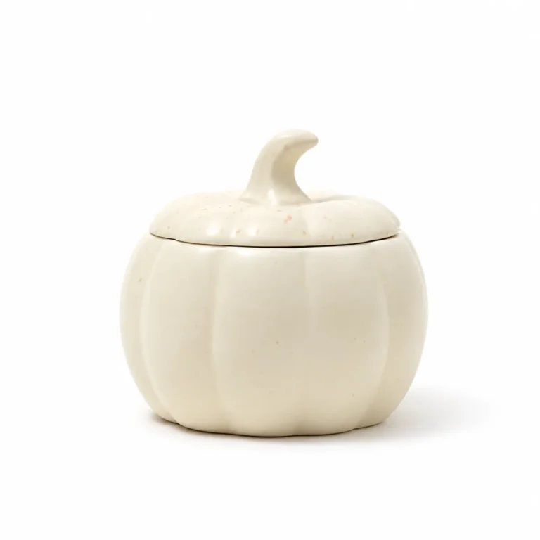 Small White Pumpkin Ceramic Candle Jar