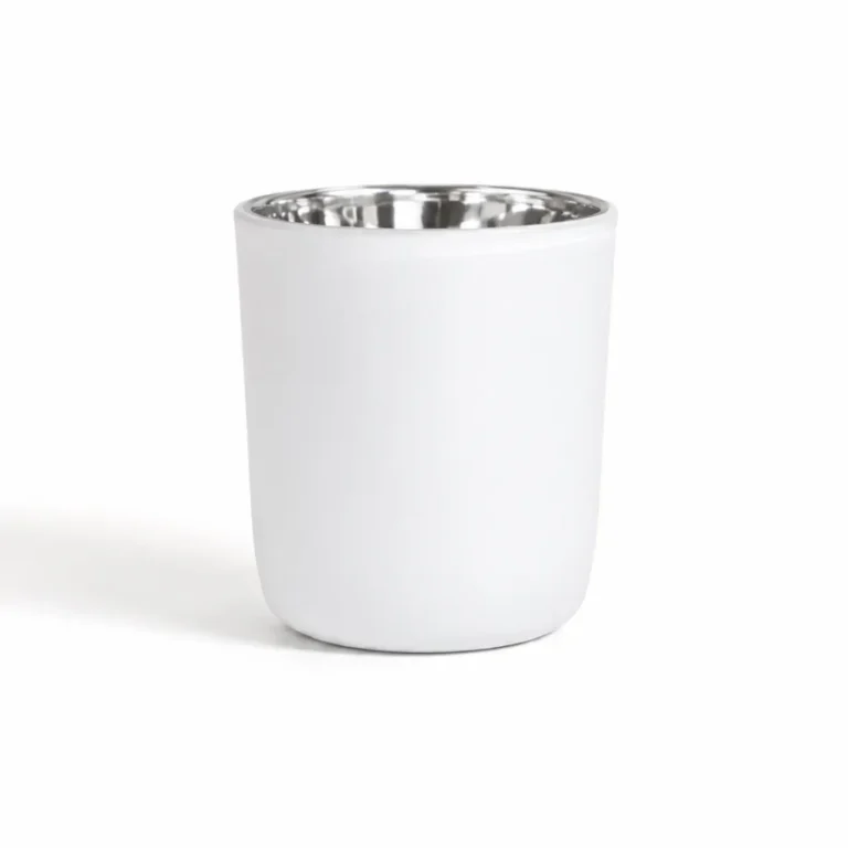 30cl Electro Silver & Matte White Curved Glass