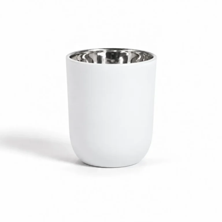 20cl Electro Silver & Matte White Curved Glass